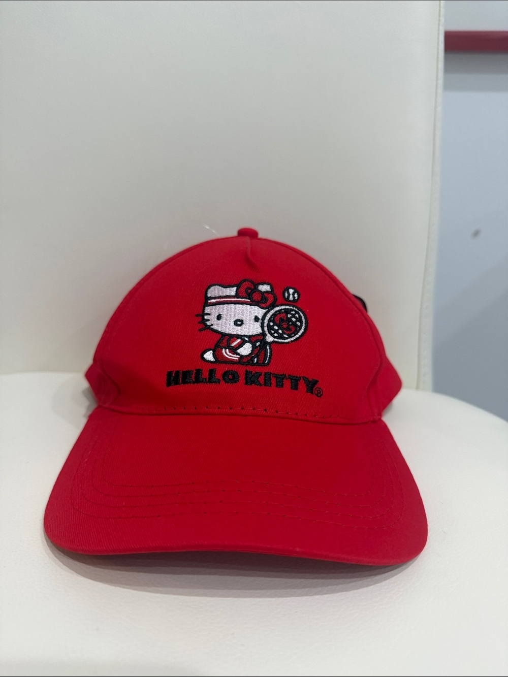 Hello Kitty Red/White/Black "Kitty Playing Tennis" Baseball Cap